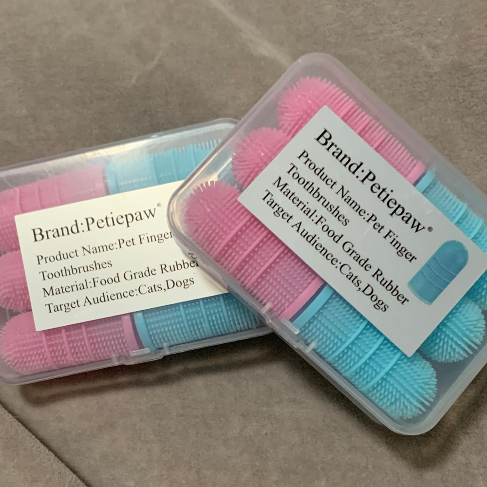 Pink and Blue Finger Toothbrush Set for Pets(2packs)